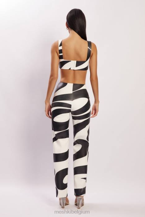 Mahla kunstleer cropped met vierkante hals Meshki wervelafdruk N4JN942 kleding