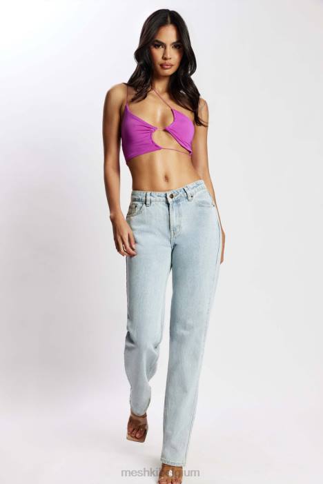 Montana uitgesneden crop top met ruches Meshki paars N4JN1149 kleding