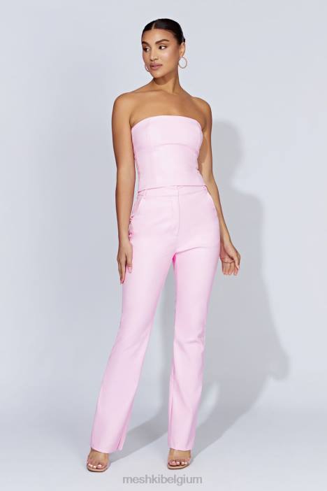 Pamela strapless crop top van imitatieleer Meshki baby roze N4JN1076 kleding