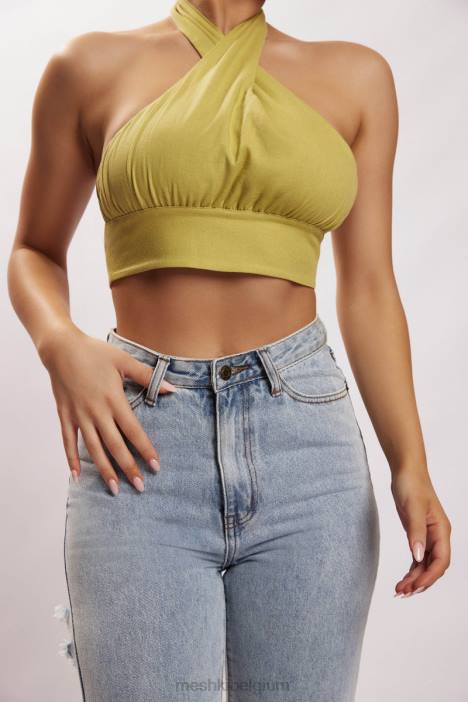 Piper halter hals linnen crop top Meshki appel N4JN1128 kleding