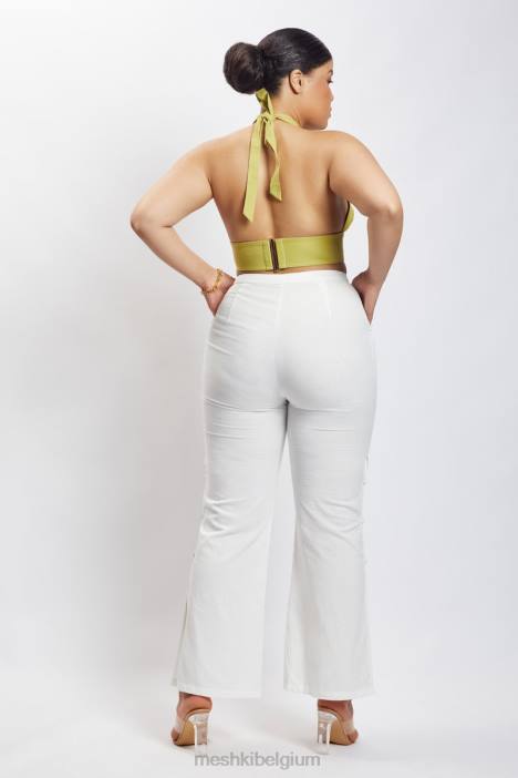 Piper halter hals linnen crop top Meshki appel N4JN1128 kleding