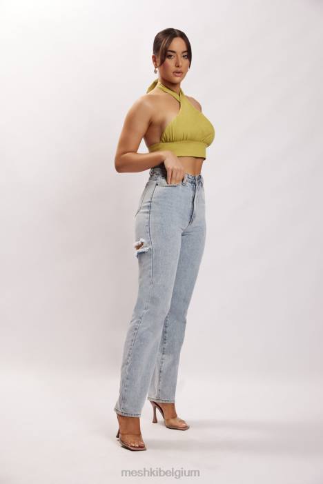 Piper halter hals linnen crop top Meshki appel N4JN1128 kleding