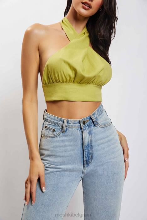 Piper halter hals linnen crop top Meshki appel N4JN1128 kleding