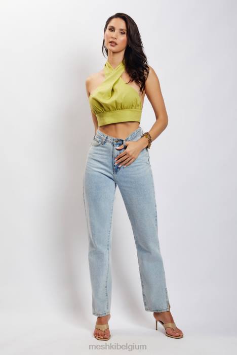 Piper halter hals linnen crop top Meshki appel N4JN1128 kleding