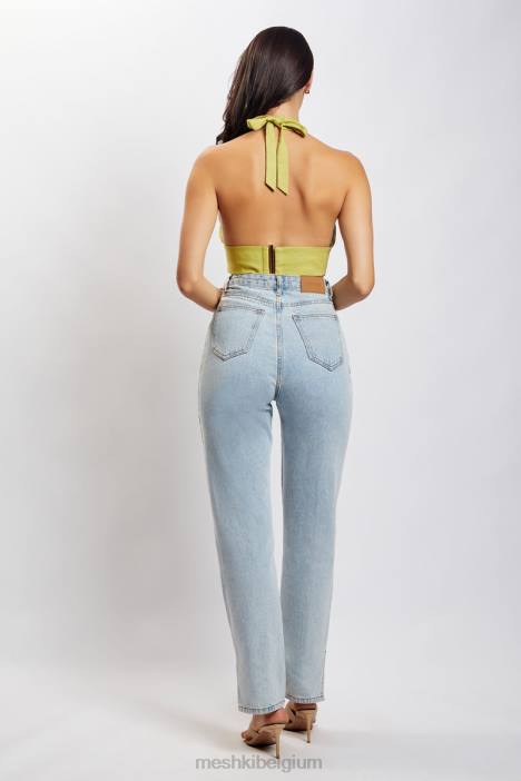 Piper halter hals linnen crop top Meshki appel N4JN1128 kleding