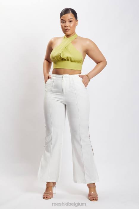 Piper halter hals linnen crop top Meshki appel N4JN1128 kleding