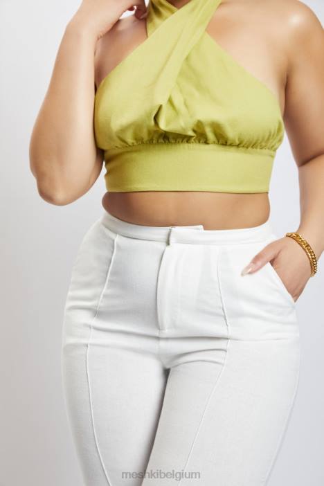 Piper halter hals linnen crop top Meshki appel N4JN1128 kleding