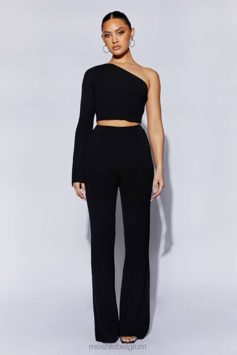 Rue crop top met één schouder en uitlopende mouwen Meshki zwart N4JN973 kleding