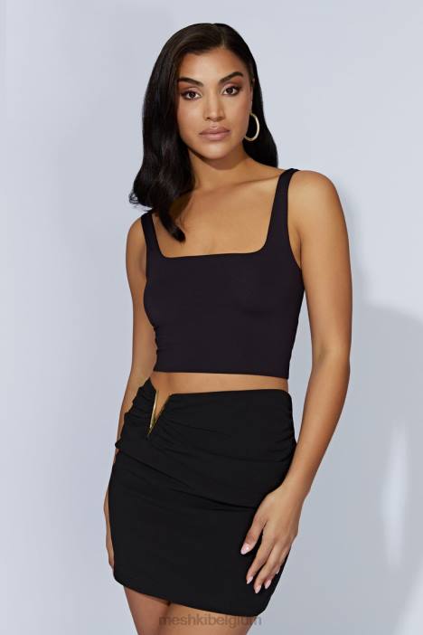 Sara crop top met vierkante hals Meshki zwart N4JN1167 kleding