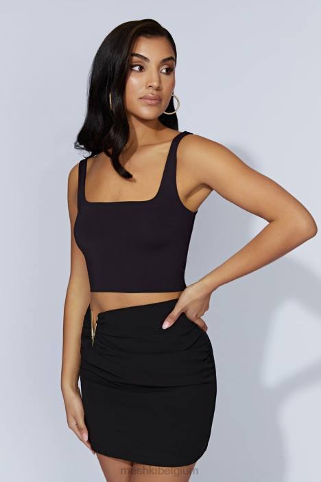 Sara crop top met vierkante hals Meshki zwart N4JN1167 kleding