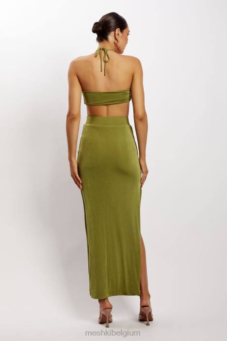 alizeh halter crop top met ruches Meshki groente N4JN1203 kleding