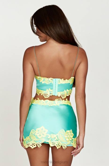 anika micro crop top met kant Meshki munt N4JN957 kleding