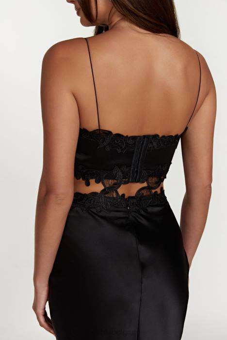 anika micro crop top met kant Meshki zwart N4JN1033 kleding