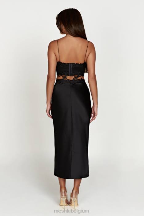 anika micro crop top met kant Meshki zwart N4JN1033 kleding