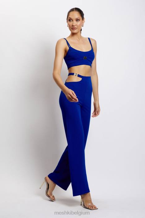 blythe crop top met dubbele bandjes Meshki kobalt blauw N4JN1143 kleding