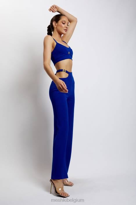 blythe crop top met dubbele bandjes Meshki kobalt blauw N4JN1143 kleding