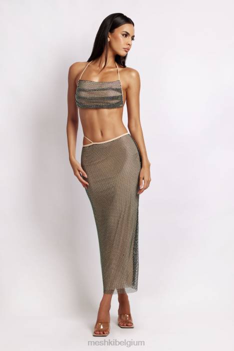 casey mesh diamant halter crop Meshki iriserend zwart N4JN983 kleding