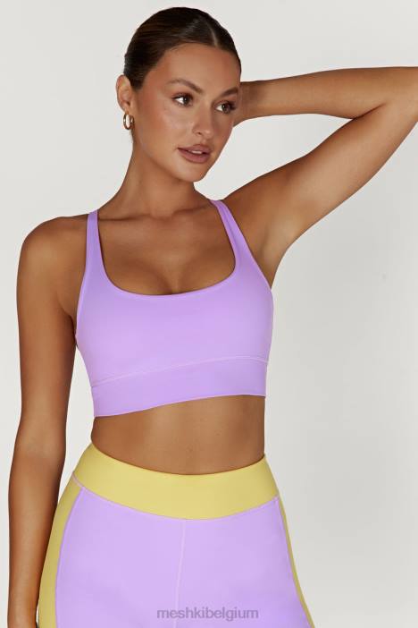 elise cami crop top met v-rug Meshki lila N4JN1115 kleding