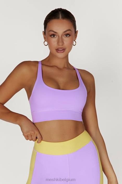 elise cami crop top met v-rug Meshki lila N4JN1115 kleding