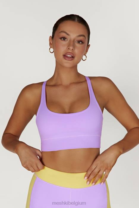 elise cami crop top met v-rug Meshki lila N4JN1115 kleding