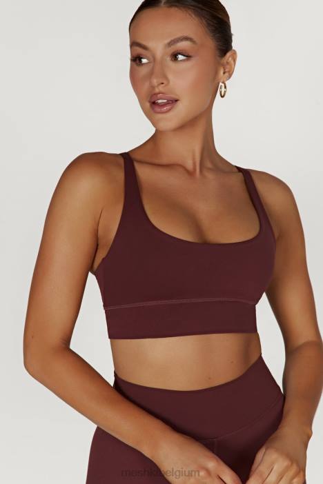 elise cami crop top met v-rug Meshki mahonie N4JN941 kleding