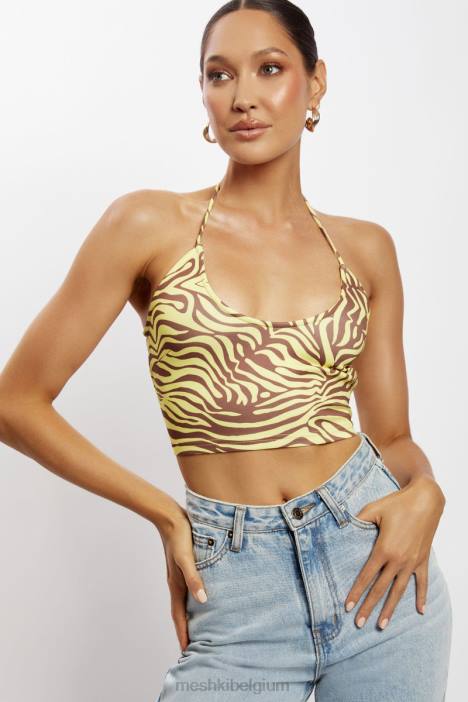 joelle halter croptop Meshki zebraprint N4JN1154 kleding