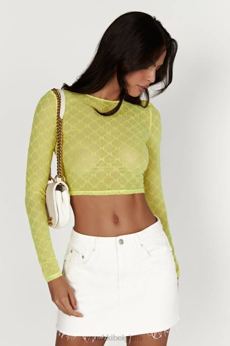 letitia mesh monogram crop top Meshki fris groen N4JN1217 kleding