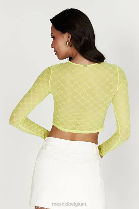 letitia mesh monogram crop top Meshki fris groen N4JN1217 kleding