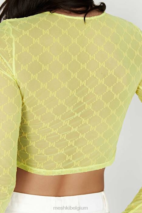 letitia mesh monogram crop top Meshki fris groen N4JN1217 kleding