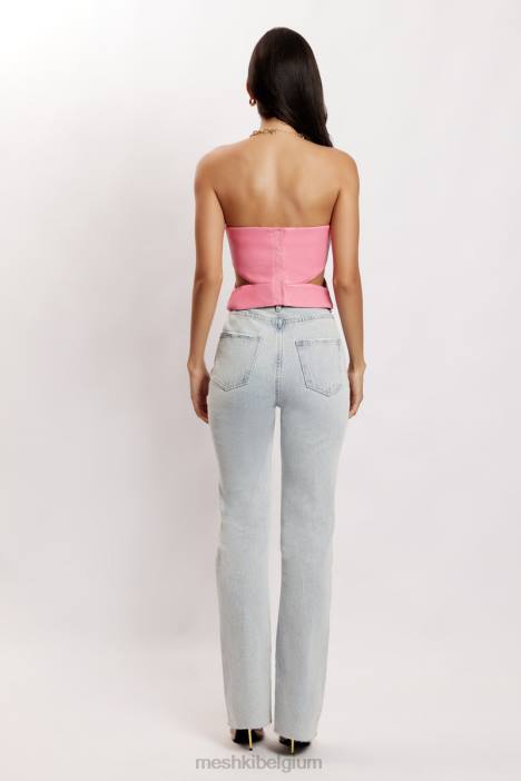 perrie kunstleer uitgesneden crop top Meshki roze N4JN1171 kleding