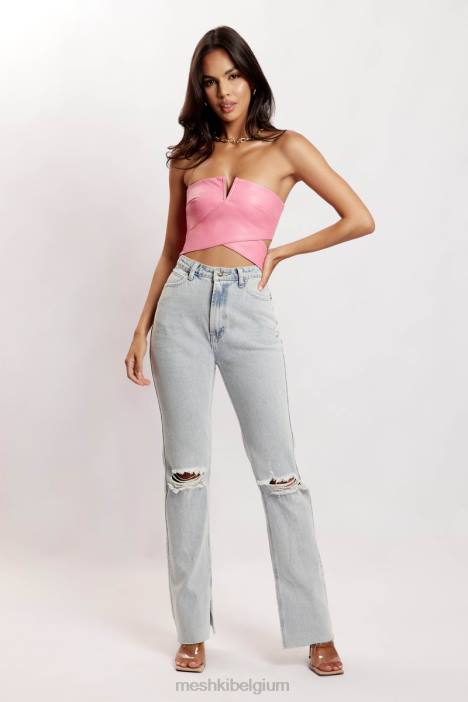 perrie kunstleer uitgesneden crop top Meshki roze N4JN1171 kleding