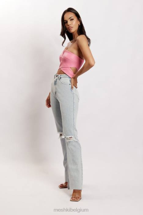 perrie kunstleer uitgesneden crop top Meshki roze N4JN1171 kleding