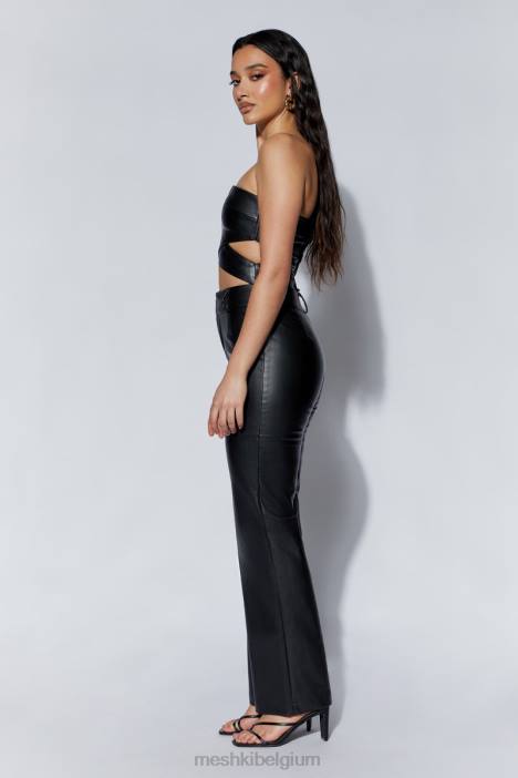 perrie kunstleer uitgesneden crop top Meshki zwart N4JN1103 kleding