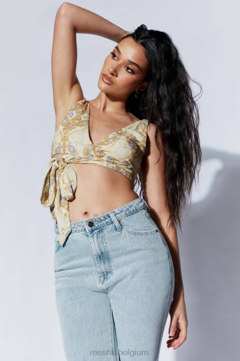 ramona functionele wikkel crop top Meshki Perzische afdruk N4JN1127 kleding