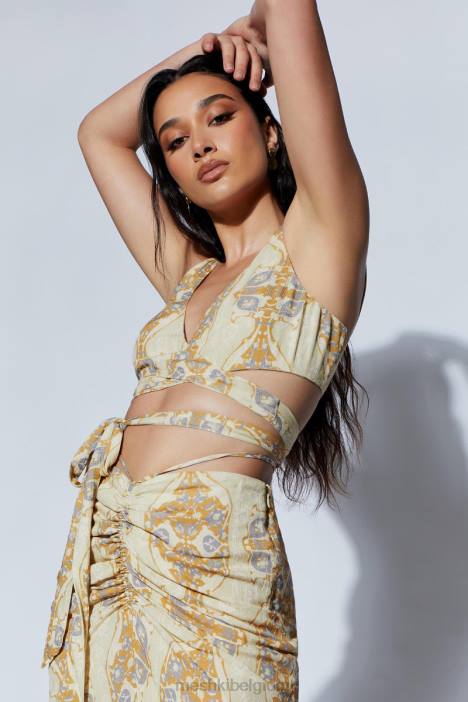 ramona functionele wikkel crop top Meshki Perzische afdruk N4JN1127 kleding