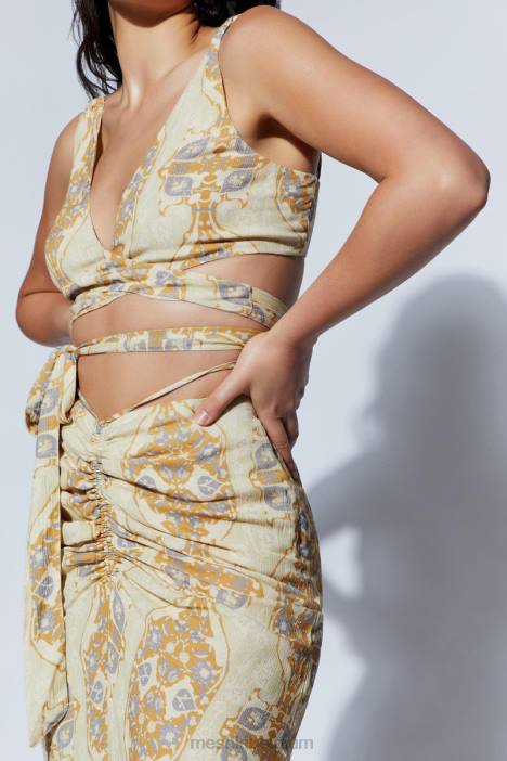 ramona functionele wikkel crop top Meshki Perzische afdruk N4JN1127 kleding