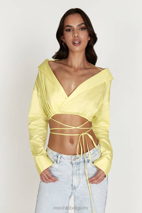 Freya off-shoulder shirt met lange mouwen Meshki citroen N4JN1055 kleding