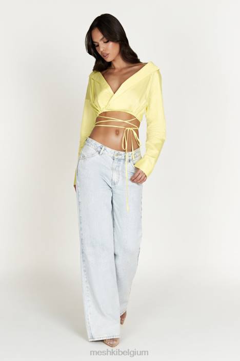 Freya off-shoulder shirt met lange mouwen Meshki citroen N4JN1055 kleding