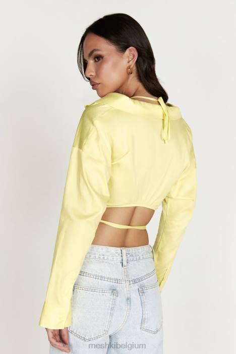 Freya off-shoulder shirt met lange mouwen Meshki citroen N4JN1055 kleding