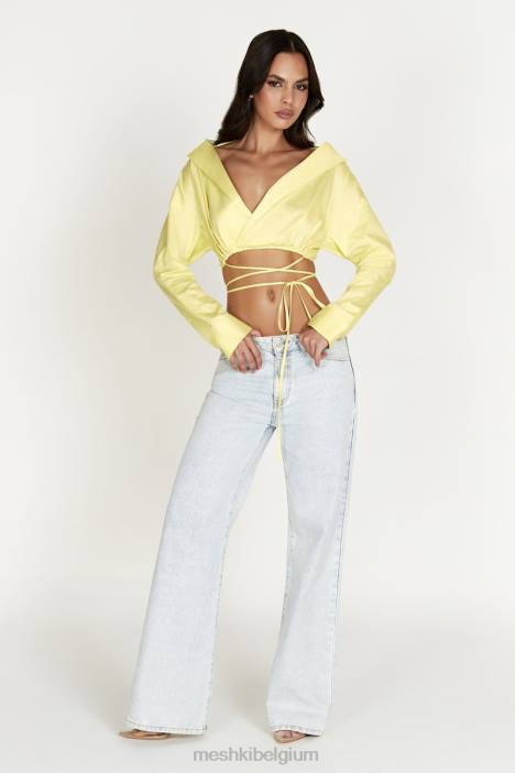 Freya off-shoulder shirt met lange mouwen Meshki citroen N4JN1055 kleding
