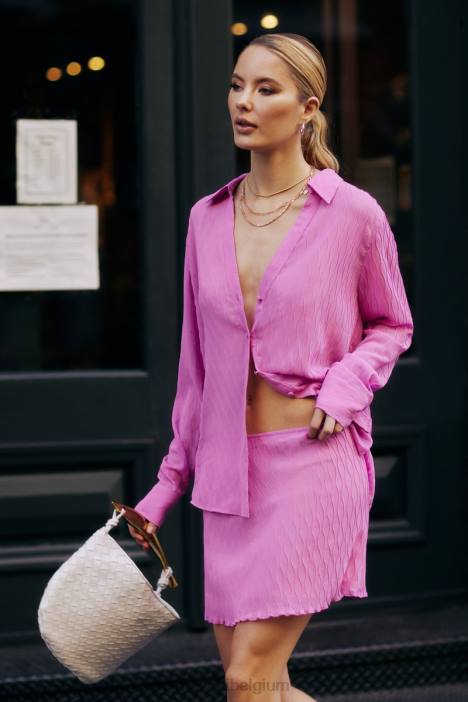 Karla oversized overhemd met golfplooi Meshki roze roze N4JN1057 kleding