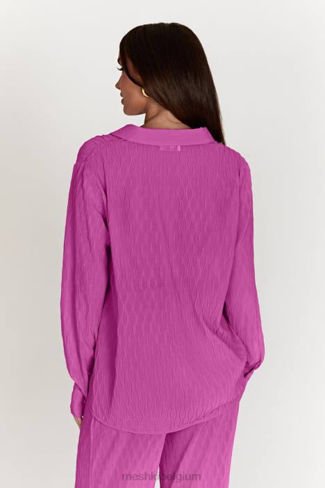 Karla oversized overhemd met golfplooi Meshki roze roze N4JN1057 kleding