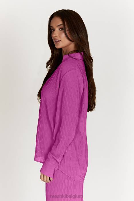 Karla oversized overhemd met golfplooi Meshki roze roze N4JN1057 kleding