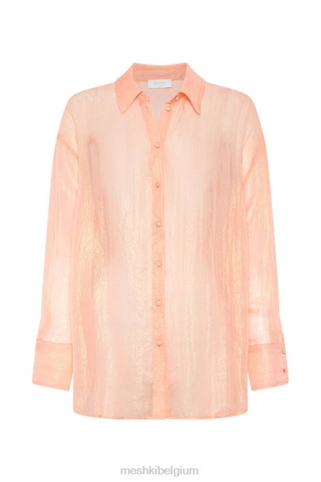 Molly oversized transparant iriserend overhemd Meshki perzik N4JN1101 kleding