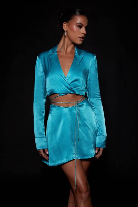 Talulah touwshirt met diamanten Meshki cyaan blauw N4JN1104 kleding