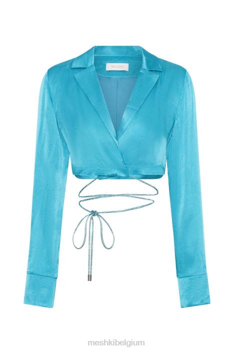 Talulah touwshirt met diamanten Meshki cyaan blauw N4JN1104 kleding