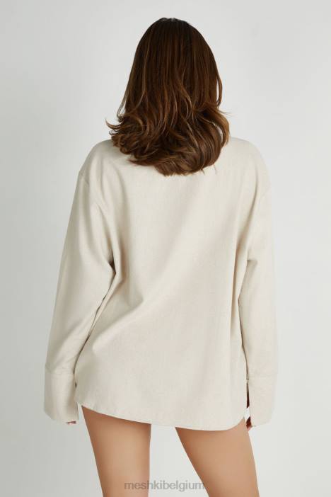 Tasha oversized linnen overhemd Meshki natuurlijk N4JN818 kleding
