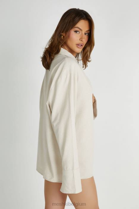 Tasha oversized linnen overhemd Meshki natuurlijk N4JN818 kleding