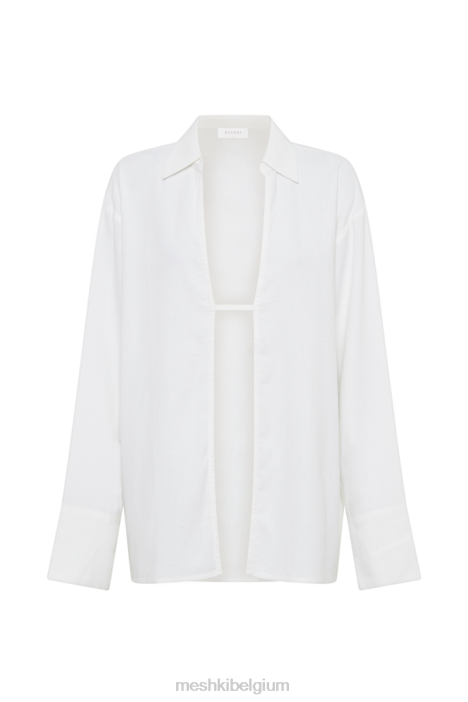 Tasha oversized linnen overhemd Meshki wit N4JN833 kleding