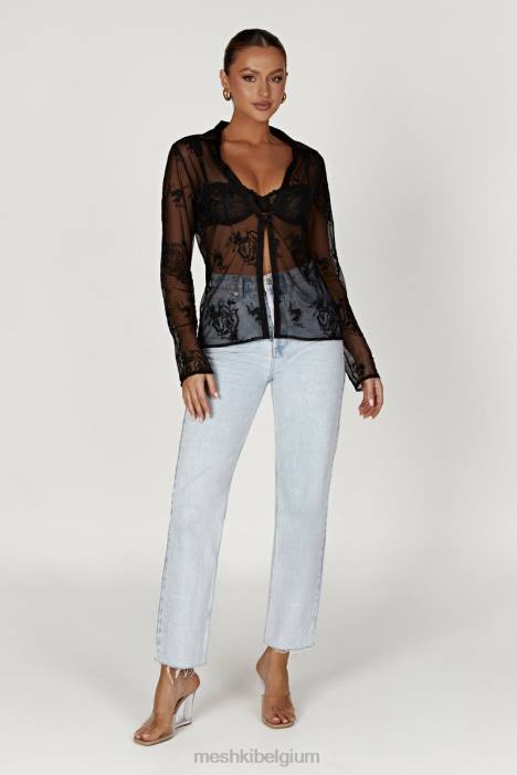 Vivica geborduurd mesh-shirt Meshki zwart N4JN991 kleding